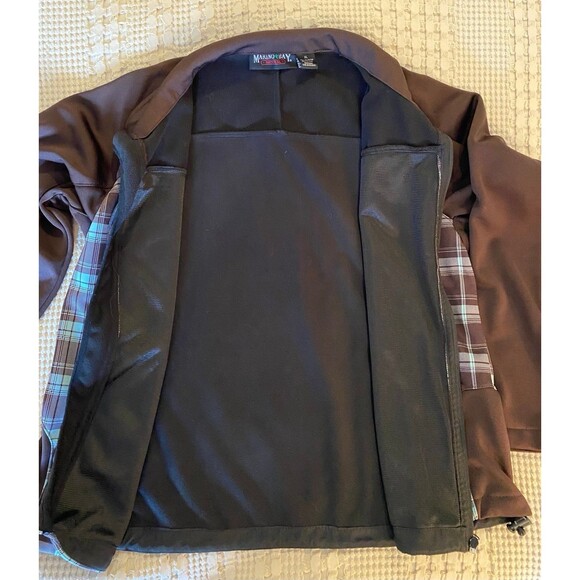 Marino Bay Jacket Sz XL Natural Zip Up Women’s Collared Brown Plaid Turquoise - Picture 4 of 12